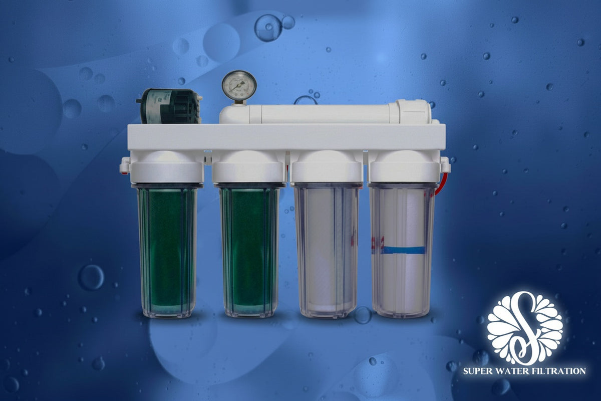 REVERSE OSMOSIS WATER FILTRATION SYSTEM + DUAL DI + PERMEATE PUMP || 200 GPD