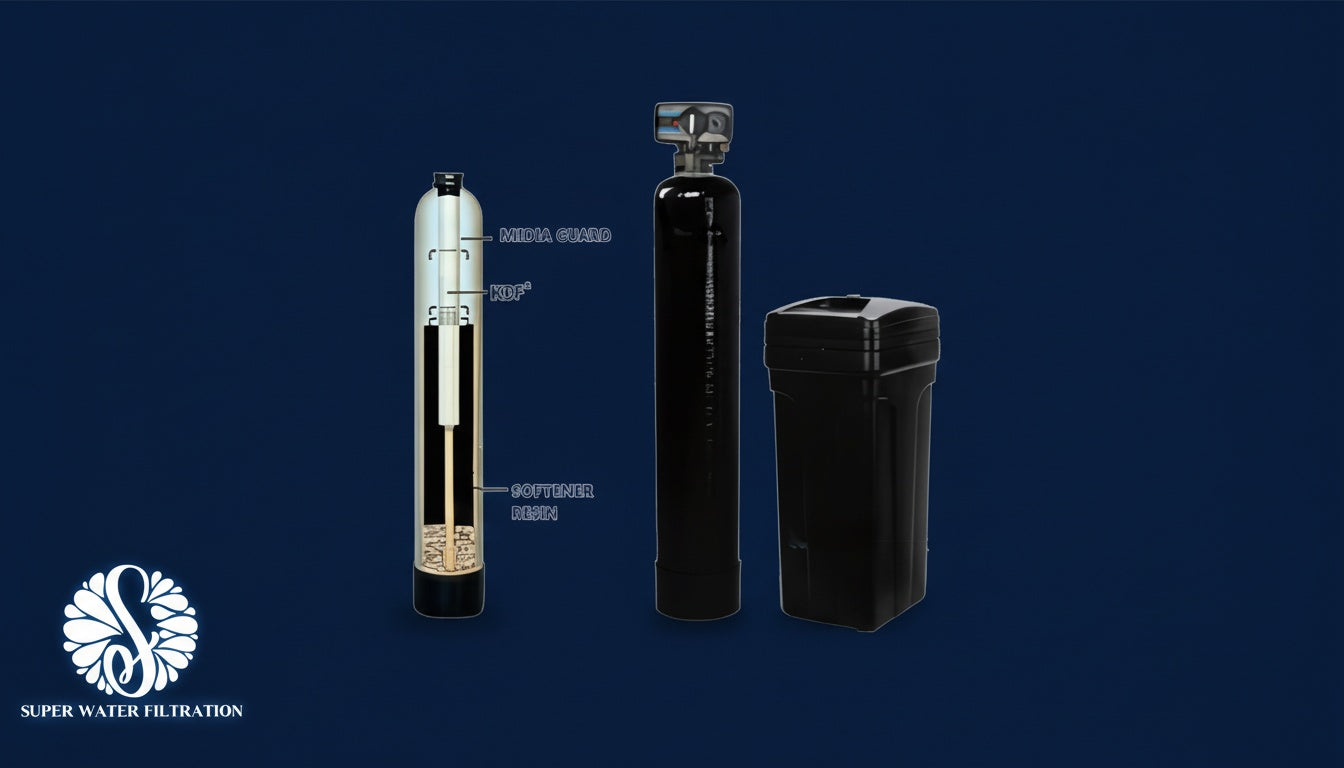 Well Water Softener &amp; Iron Reducing System | 32,000 Grain | 1 cu ft | KDF85 MediaGuard