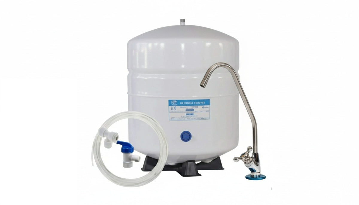 ADD-ON KIT: RO Faucet + Reverse Osmosis Water Storage Pressure Tank 4.5 Gallon (3.2 Gal Capacity) with Tank Valve /Tubing/Tee