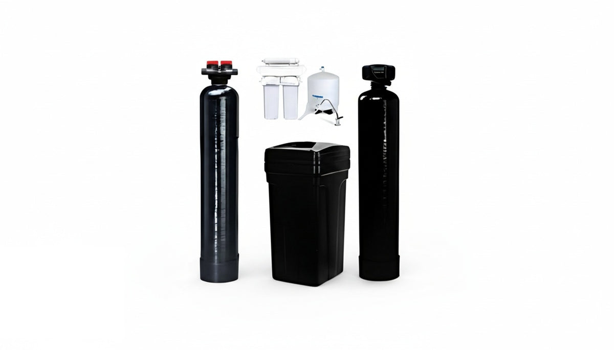 Whole House Water Package: Fleck Softener + Upflow Carbon + Under-Sink RO