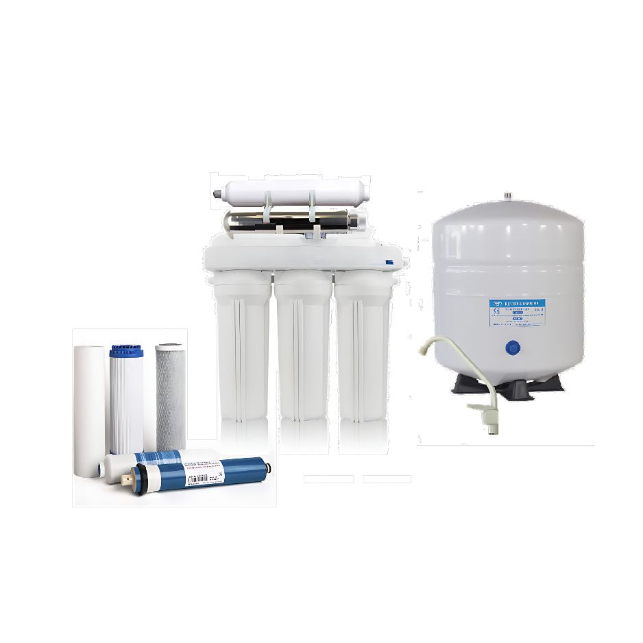 6 Stage UV Ultra-Violet Sterilizer Reverse Osmosis Home Drinking Water Filtration System - 75 GPD